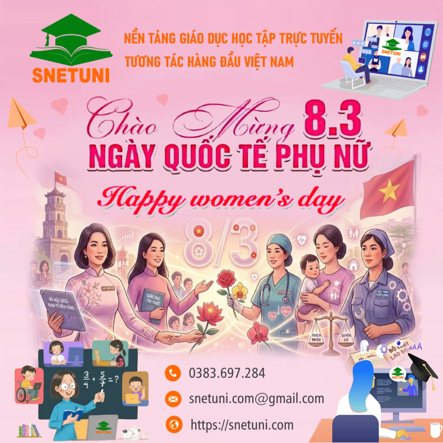 Ch&uacute;c Mừng Ng&agrave;y Quốc Tế Phụ Nữ 8/3 - C&ugrave;ng Snetuni Gửi Ng&agrave;n Y&ecirc;u Thương Đến Một Nửa Thế Giới Xinh Đẹp