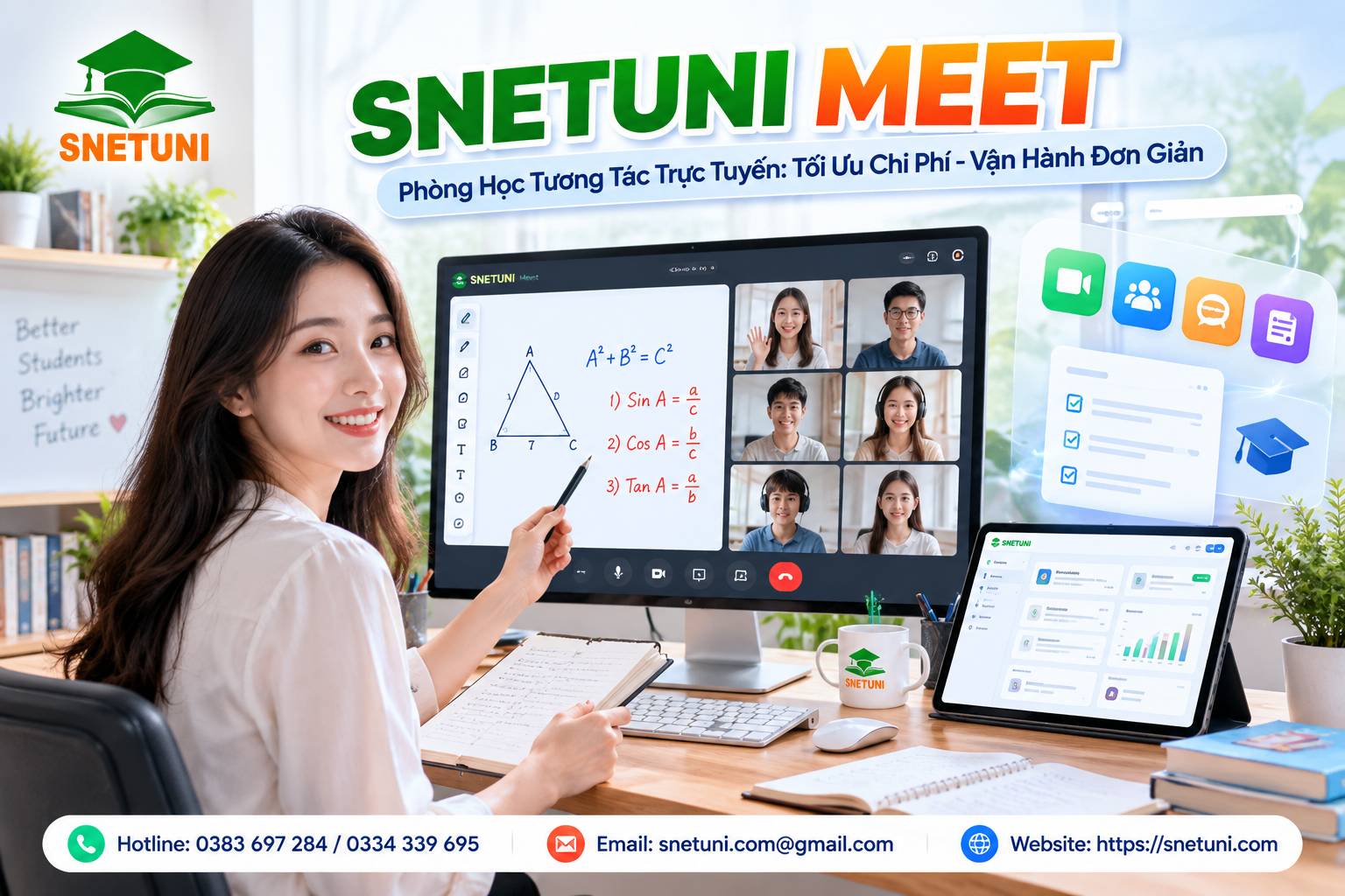 Dạy Học Online Kh&ocirc;ng C&ograve;n Rườm R&agrave; Với SNETUNI MEET V&agrave; Ph&ograve;ng Học Trực Tuyến Linh Hoạt