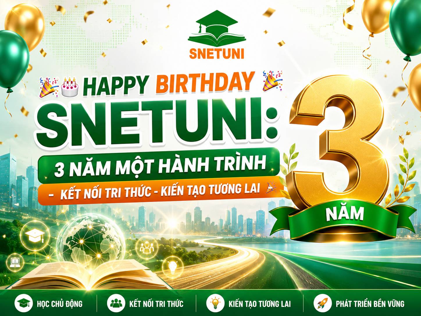 Happy Birthday SnetUni: 3 Năm Một H&agrave;nh Tr&igrave;nh- Kết Nối Tri Thức-Kiến Tạo Tương Lai
