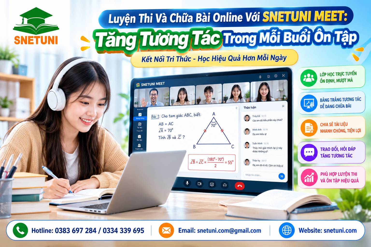 Luyện Thi Và Chữa Bài Online Với SNETUNI MEET: Tăng Tương Tác Trong Mỗi Buổi Ôn Tập