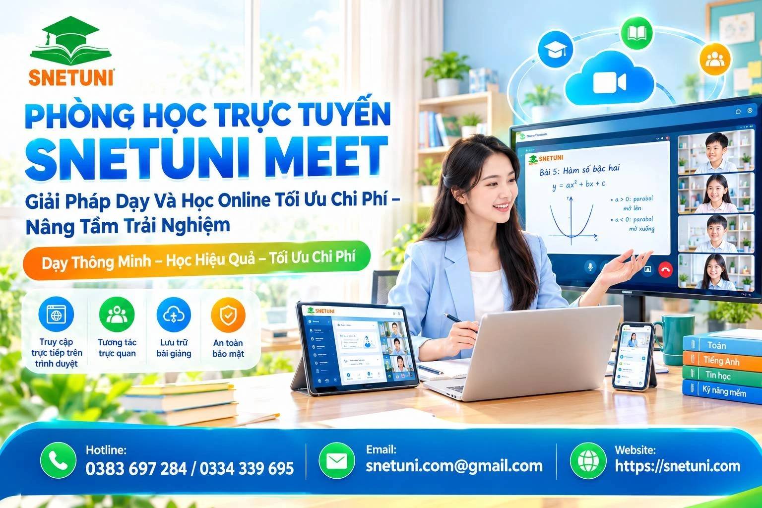 Phòng Học Trực Tuyến SnetUni Meet Ngay Trên Trình Duyệt Giúp Giáo Viên Dạy Online Đơn Giản Tiết Kiệm