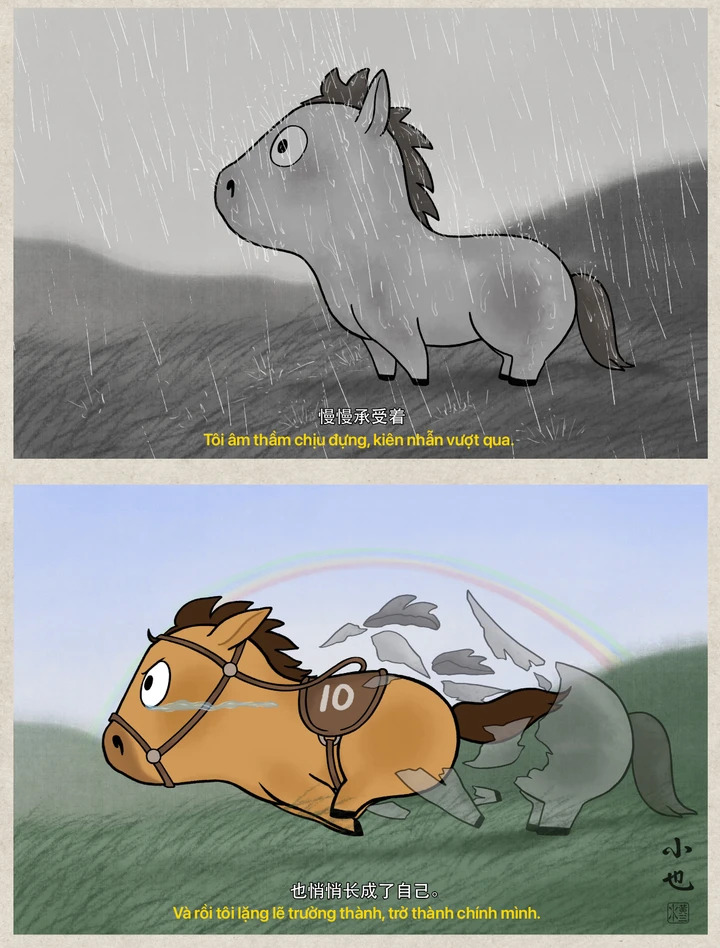 Chú ngựa mạnh mẽ, kiên cường, không ngại vượt khó thay đổi bản thân 
