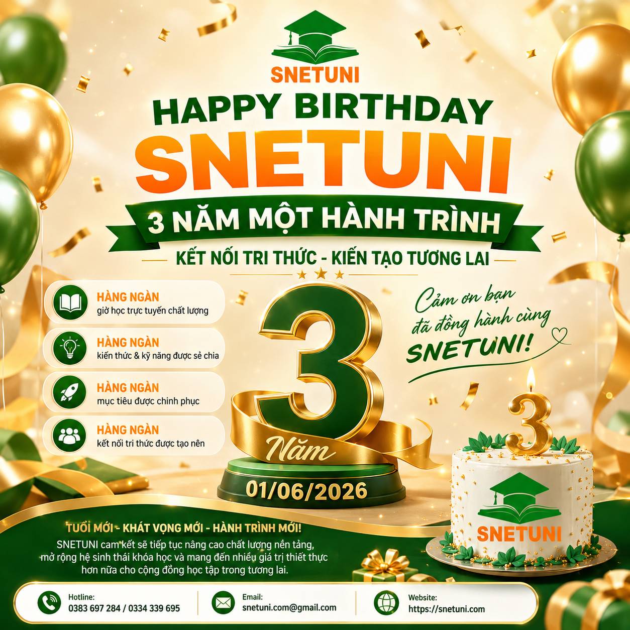 Happy Birthday SNETUNI 3 năm tuổi 