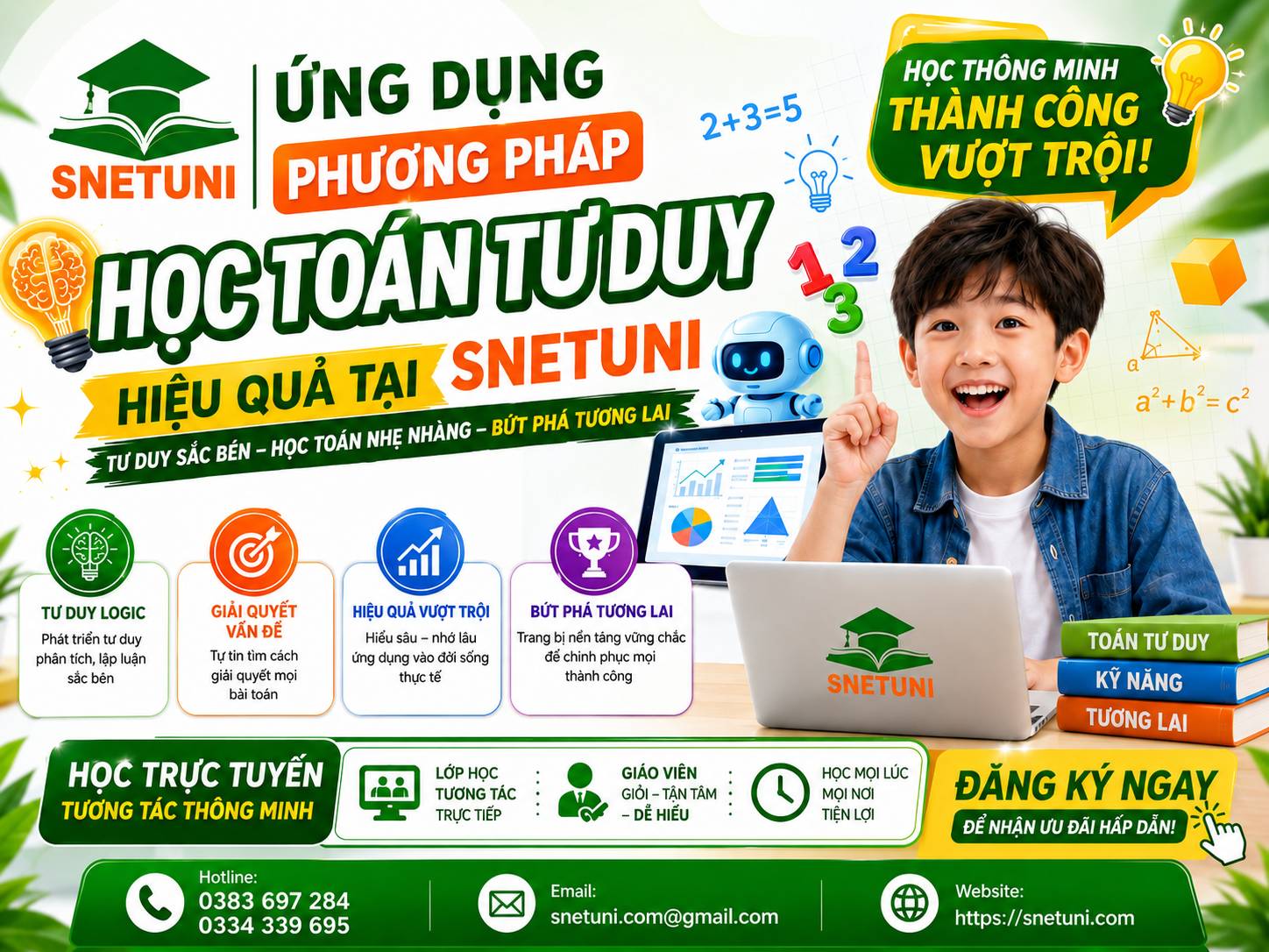 SnetUni - Nền tảng giáo dục tương tác trực tuyến thông minh ứng dụng phương pháp học toán tư duy hiệu quả cho trẻ 